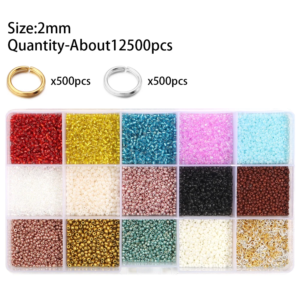 

1 Set/Box 2mm 7-24 Grid Rice Bead Set Box Colorful Unique Loose Beads Handmade DIY Decoration Making Accessories Materials