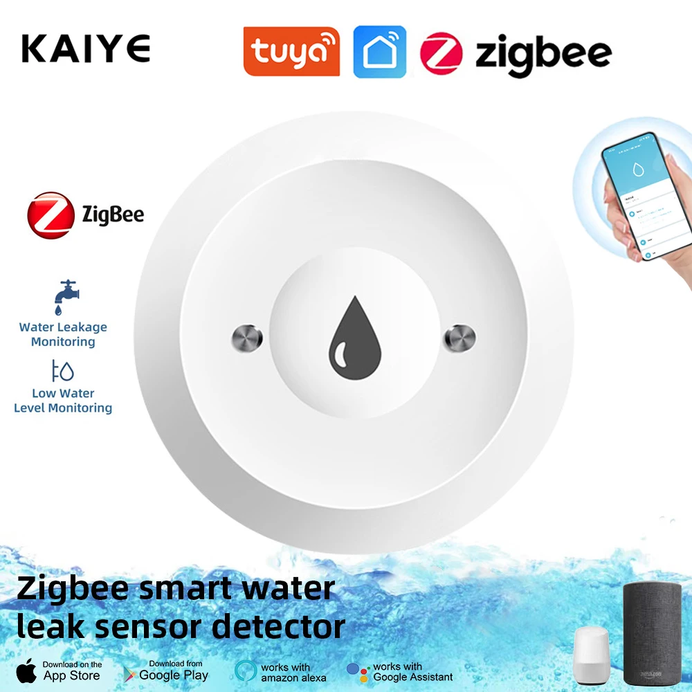 

Tuya Zigbee Water Leakage Sensor Alarm Water Leak Detector Flood Alert Overflow Security Alarm System Works With Zigbee Gateway