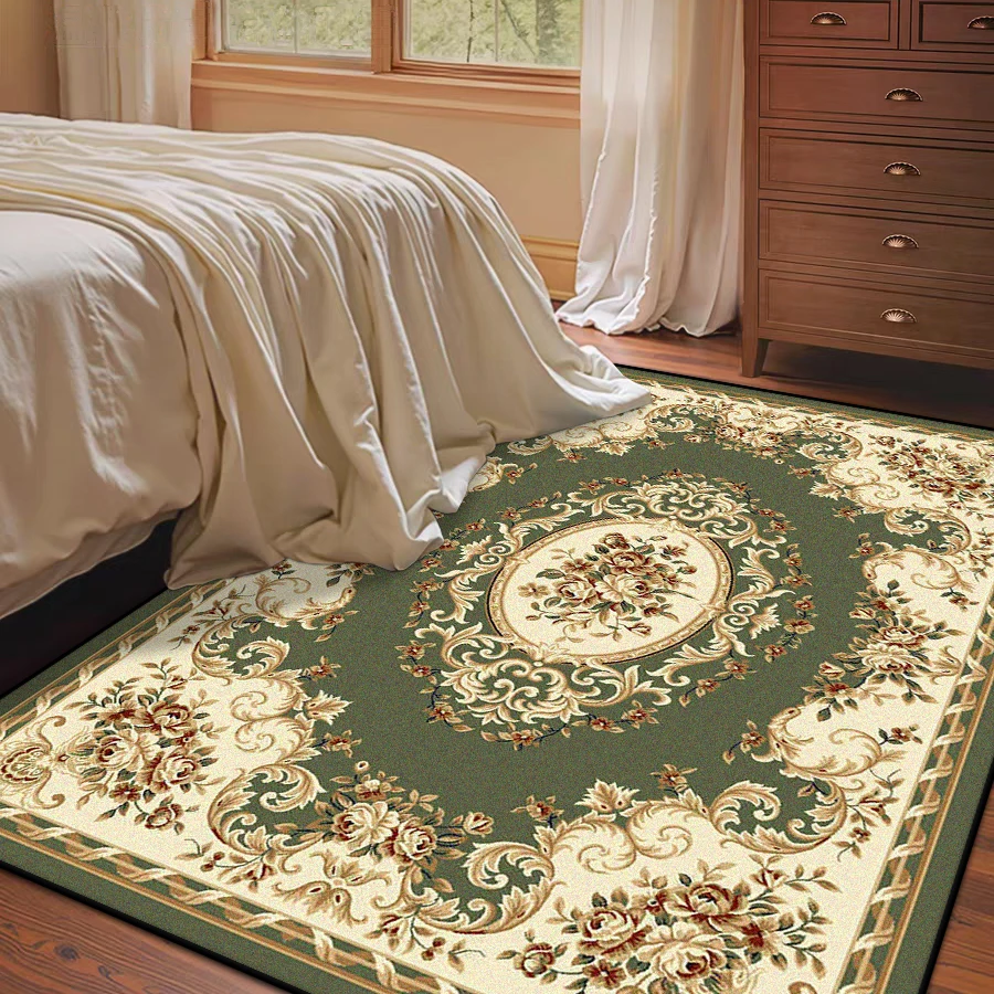 

European Style Green Carpet for Living Room Luxury Decoration Bedroom Bedside Plush Rug Lounge Sofa Non-slip Washable Floor Mat