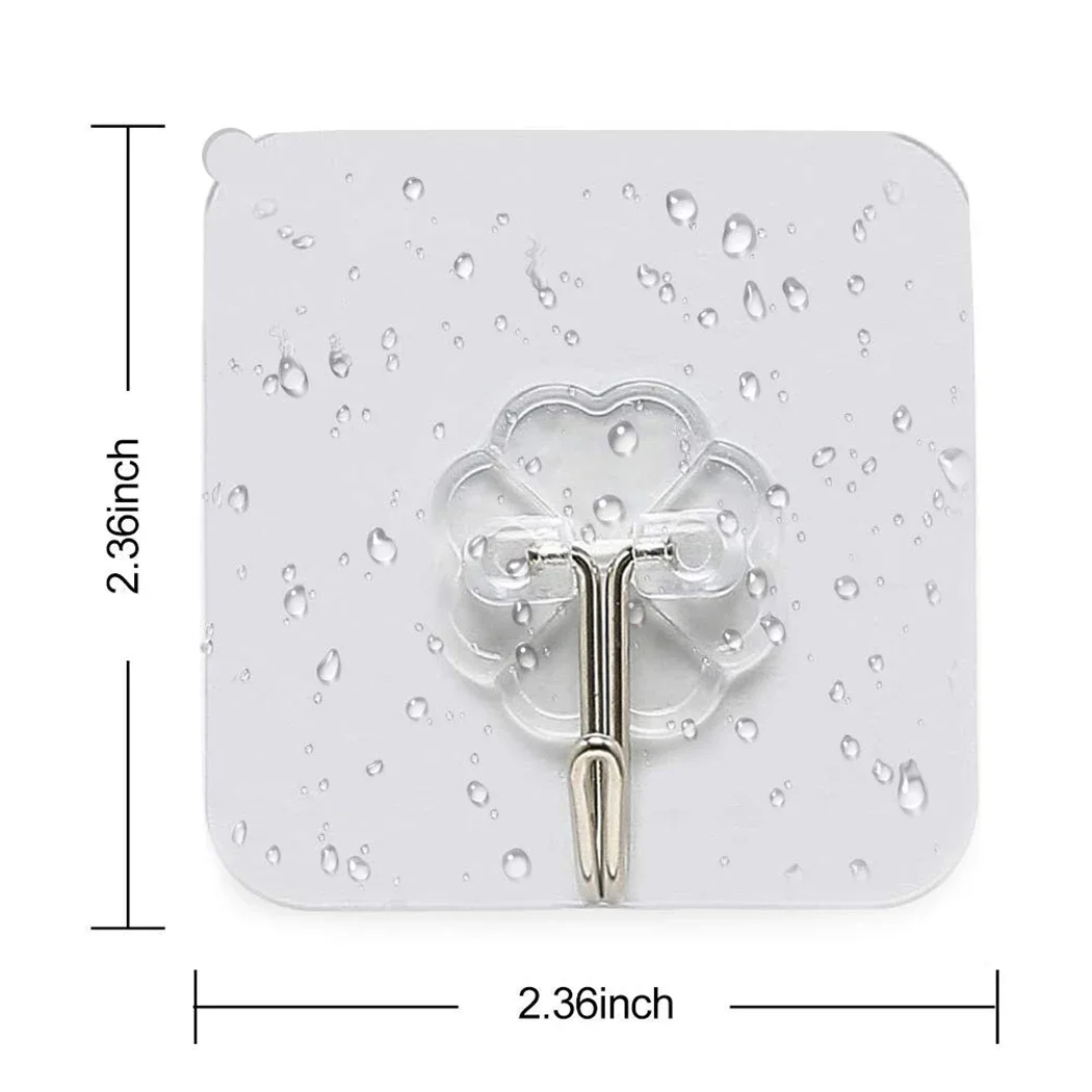 

1Pcs 6*6cm Transparent Strong Sticky Hook 20Kg Support Wall Hanging Nail-Free Hook Kitchen Bathroom Storage Accessories