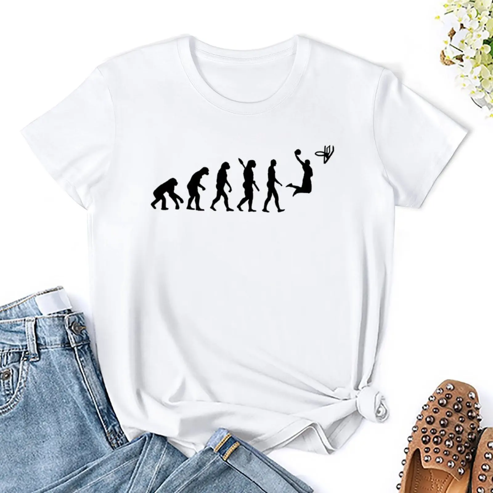 Evolution Basketball Essential For Sale Round Neck T-shirt Campaign Top Tee Creative Humor Graphic Fitness