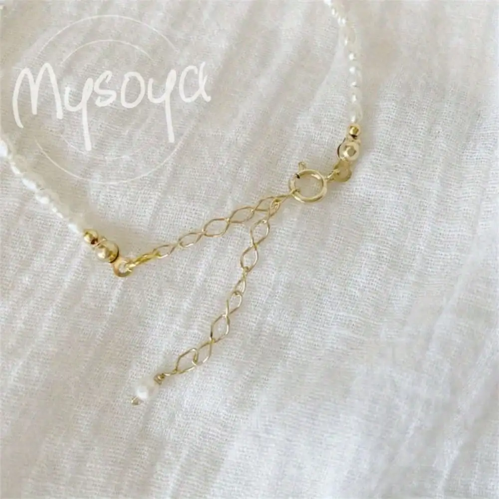 

MYSOYA White Freshwater Pearl Bracelet 3-4mm Pearls Gift Box Gift for Her Wedding Jewelry Christmas New Year Birthday Gift