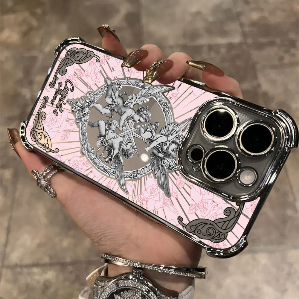 さまざまな年齢のレトロなキューピッドメッキケース,落下防止アーマーカバー,耐衝撃性,Galaxy s24 s23 s22 s21 s20 fe note20 plus ultra lite