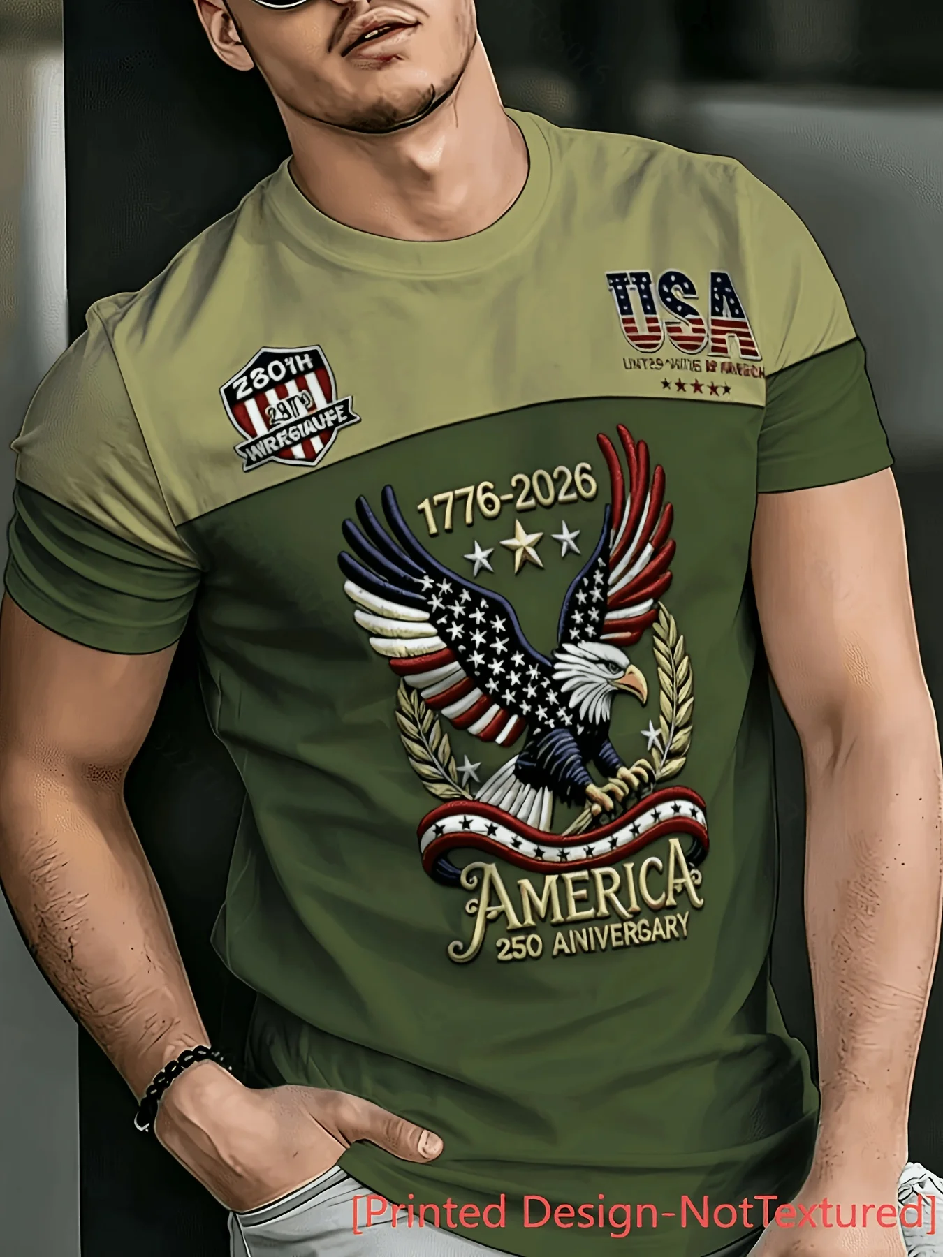 New men's short-sleeve T-shirt, loose-fitting and tailored with printed designs, versatile basic crew-neck top suitable for spri