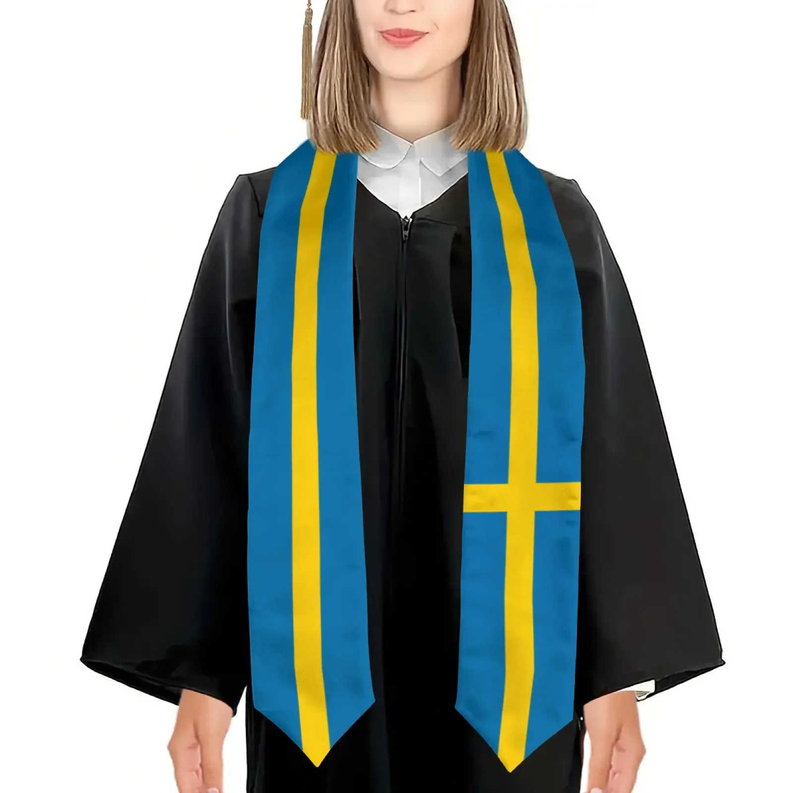 Svezia Flag Graduation stola scialle Sash Honor per studio a bordo studenti internazionali