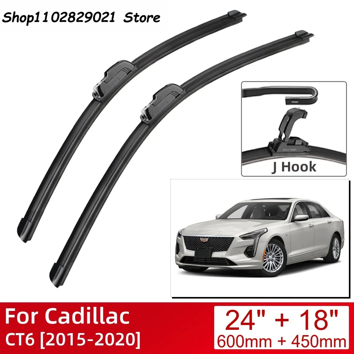 

For Cadillac CT6 2015-2020 24"+18" Car Accessories Front Windscreen Wiper Blade Brushes Wipers U Type J Hooks 2020 2019 2018