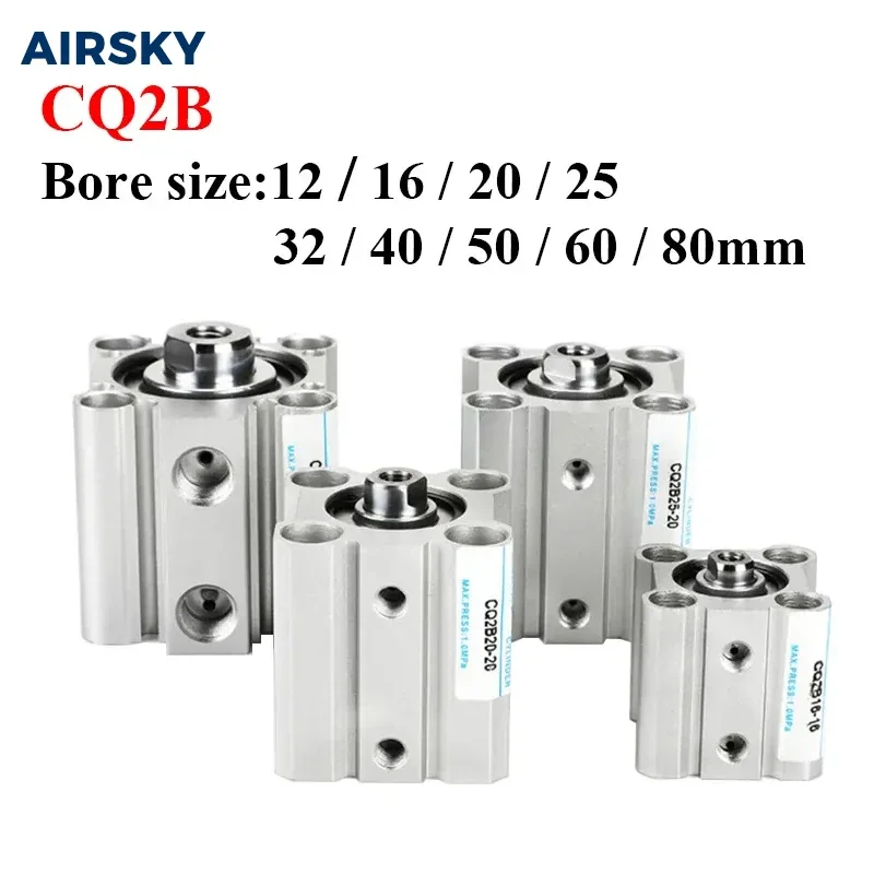 CQ2 Series CQ2B Compact Thin Pneumatic Cylinder Standard Double Acting Air Cylinder Bore 12 16 20 25-100mm Stroke 5 10 15-100mm