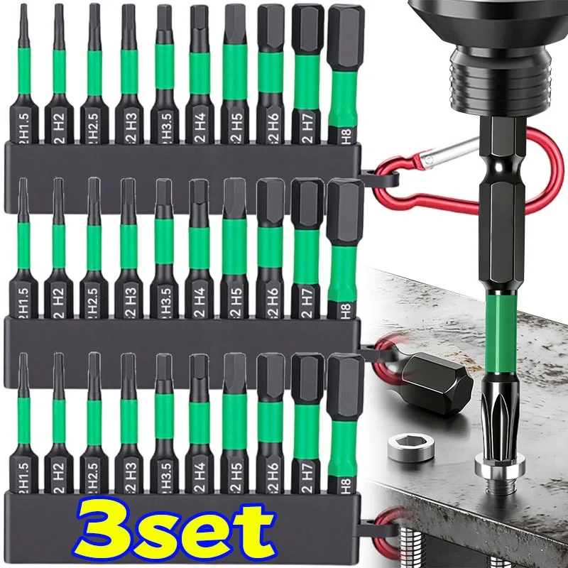

Mounting Screw Magnetic Bit Set 6.5mm S2 Alloy High Hardness Strong Magnetism Hex Shank Impact Resistant Home Repair Tool Set