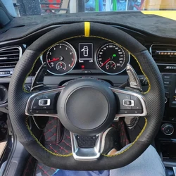 Car Steering Wheel Cover Suede Leather Fit For Volkswagen VW Golf R MK7 Golf 7 GTI VW Polo GTI Scirocco 2015 2016 Accessories