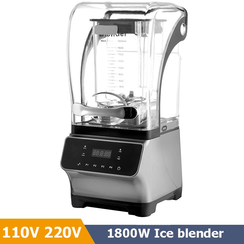 2024 New Model Commercial Ice Slushie Machine With Cover 1.8L Double Blade Silent Juicer Smoothie Mixer Juicer Machine