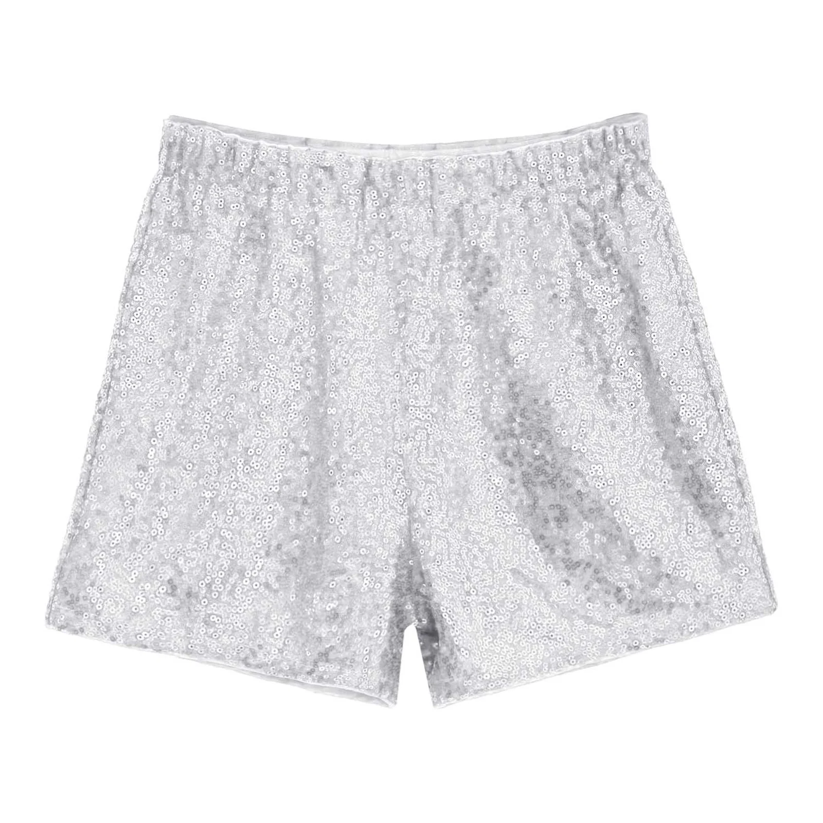 Kids Girls Ballet Shorts Elastic Waist Shiny Sequins Disco Shorts for Gymnastics Jazz Dance Cheerleading Performance Costumes