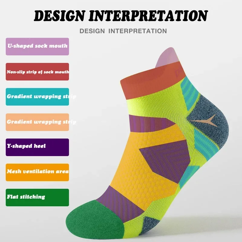 Professional Marathon Running Sock Men Women Sports Fitness Thickened Cushioned Short Tube Low Cut Boat Ankle Socks Professiona image 2
