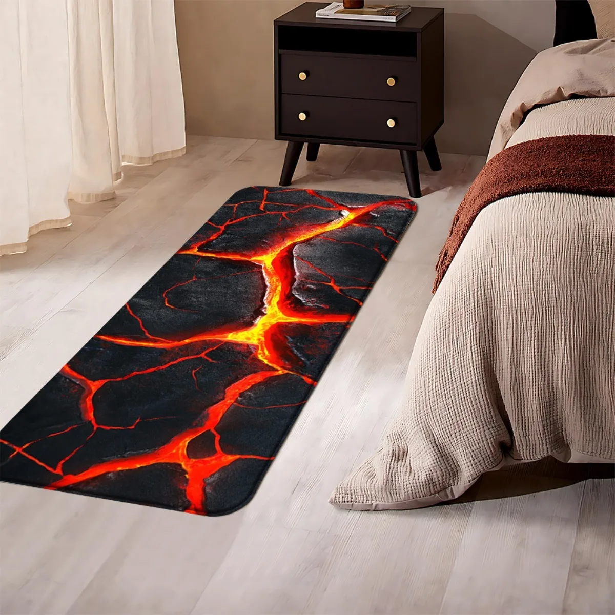 1pc European‑Style Red Lava‑Crack Printed Floor Mat, Multi‑Scene Home Decor Rug for Entryway, Living Room, Bedroom, Kitchen