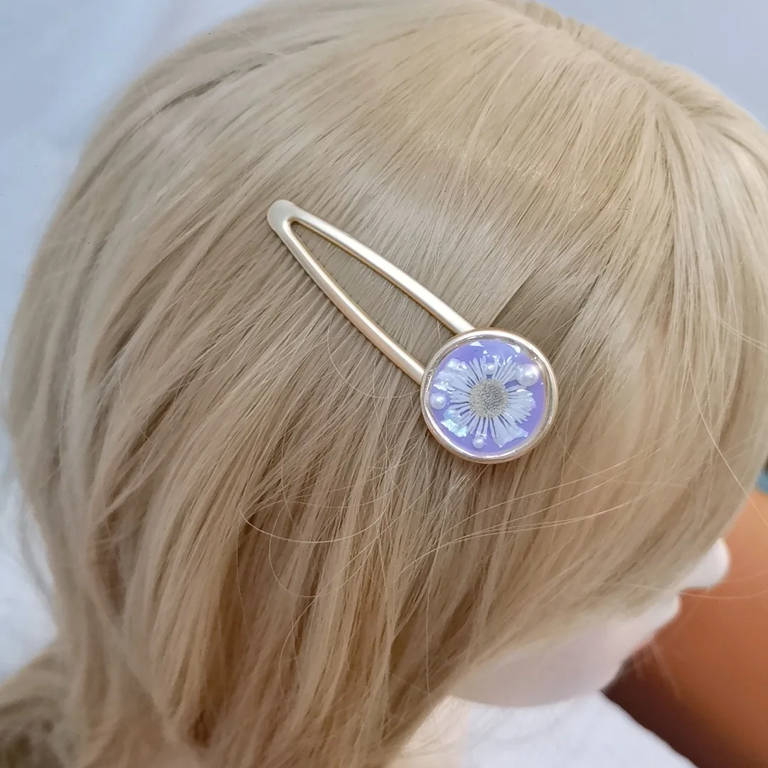 3168 Wholesale 1/5/10pcs Purple Gentle Crystal Resin Dried Flower Hair Ties Hair Clips Romantic Ropes Vintage Pastoral Style
