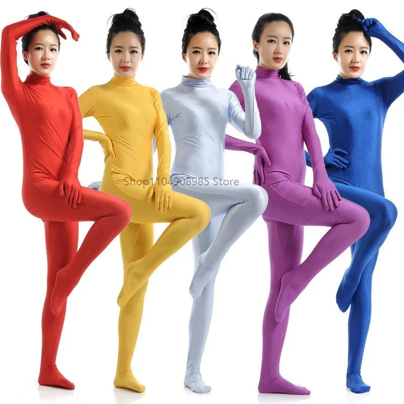 

Women Adult Full Body Unisex Zentai Cosplay Spandex Skinny Turtleneck Jumpsuits Unitard Hollween Costumes