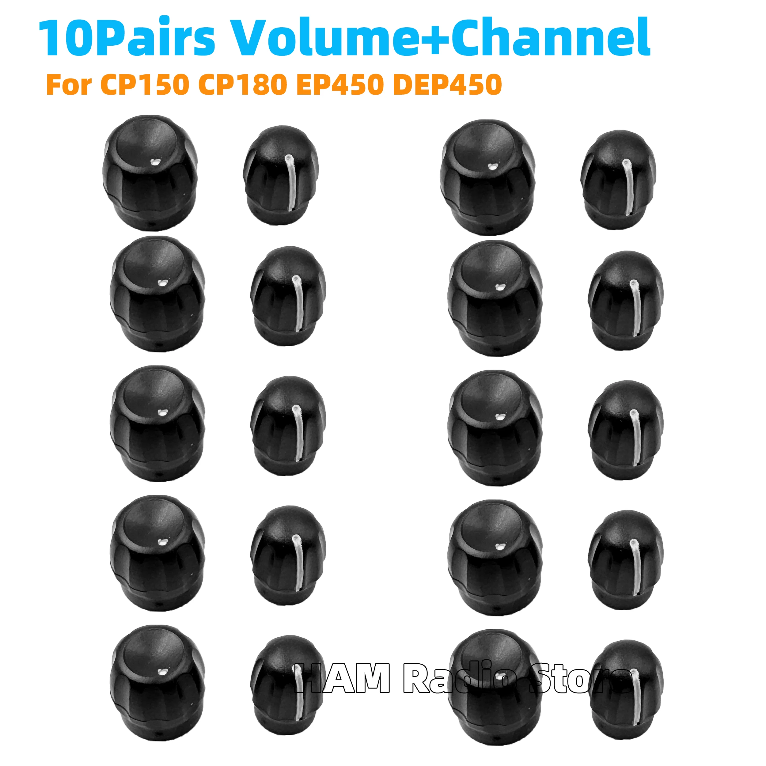 10Pairs Volume and Channel Knob Button Cap for Motorola CP200 CP200D CP040 Pro5150 GP380 HT1250 CP150 CP180 EP450 DEP450 GP338