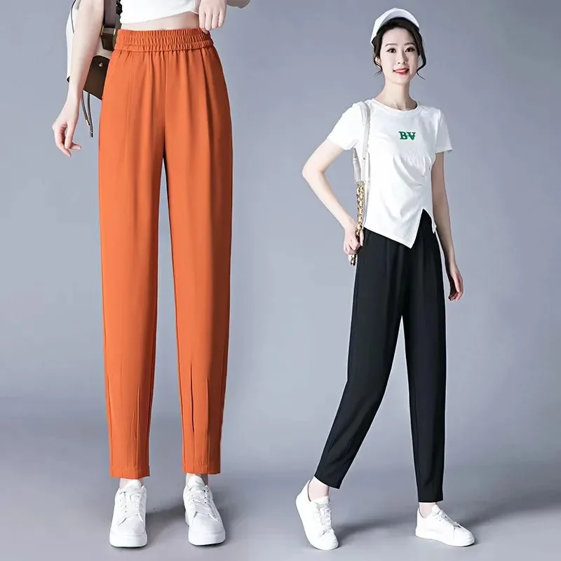 

Shaking Pants Female Summer 2023 Elastic Waist Joker Harun Trousers Women Slim Large Size 6XL Leisure Suit Pants Ladies