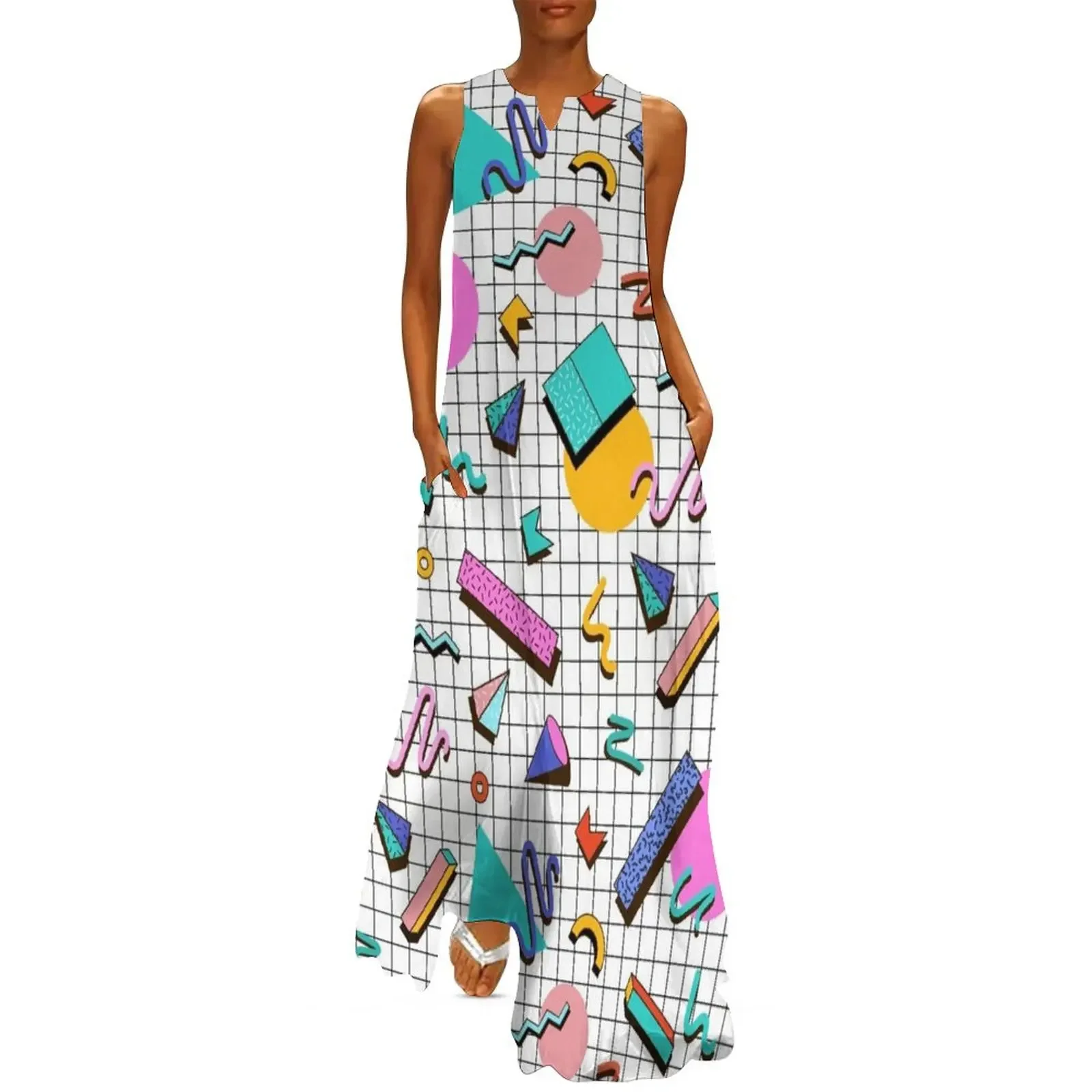 

Funky 80s eighties Memphis Pattern Design Long Dress summer dresses for women 2025 elegant dress Party dresses Dress