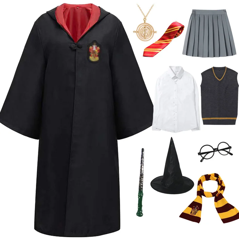 Girls Adult Granger Cosplay Teenager Harris Costume Slytherins Cloak Robe Cape Wizard Uniform Men's Halloween Costume Outfits