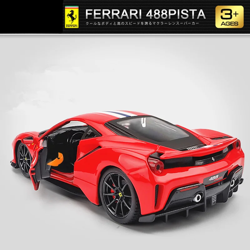 Bburago 1:24 Ferrari 488 PIsta Alloy Sports Car Model Diecasts Metal Racing Car Model Simulation Collection Childrens Toys Gift