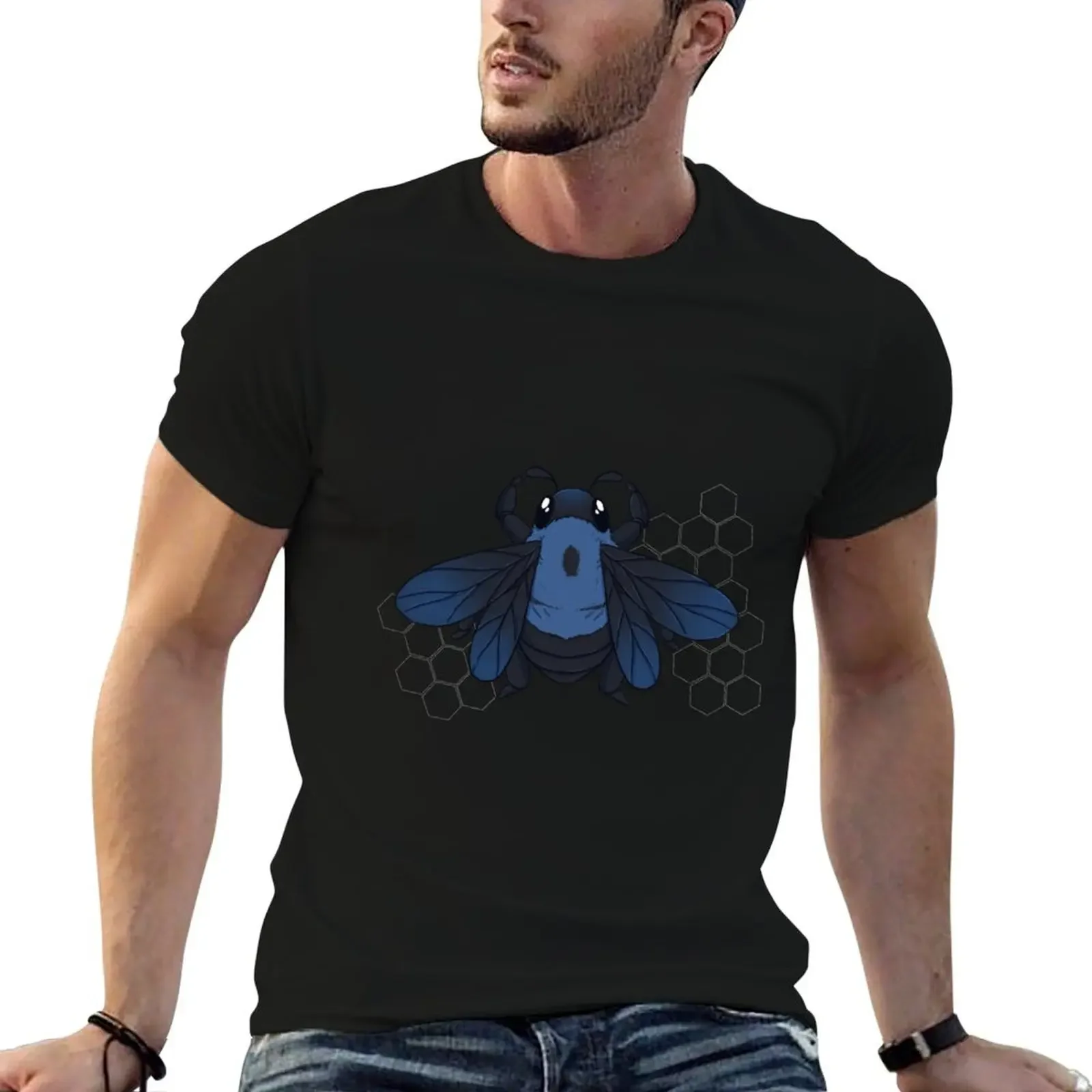 Blue carpenter bee with white honey cubes T-Shirt new edition customizeds cute clothes man t shirt mens t shirt