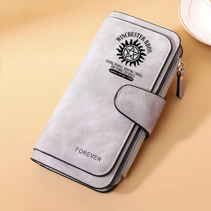 

Сверхъестественное женские кошельки с пряжкой, длинные кожаные кошельки высшего качества 15, классический женский кошелек на молнии, женский кошелек