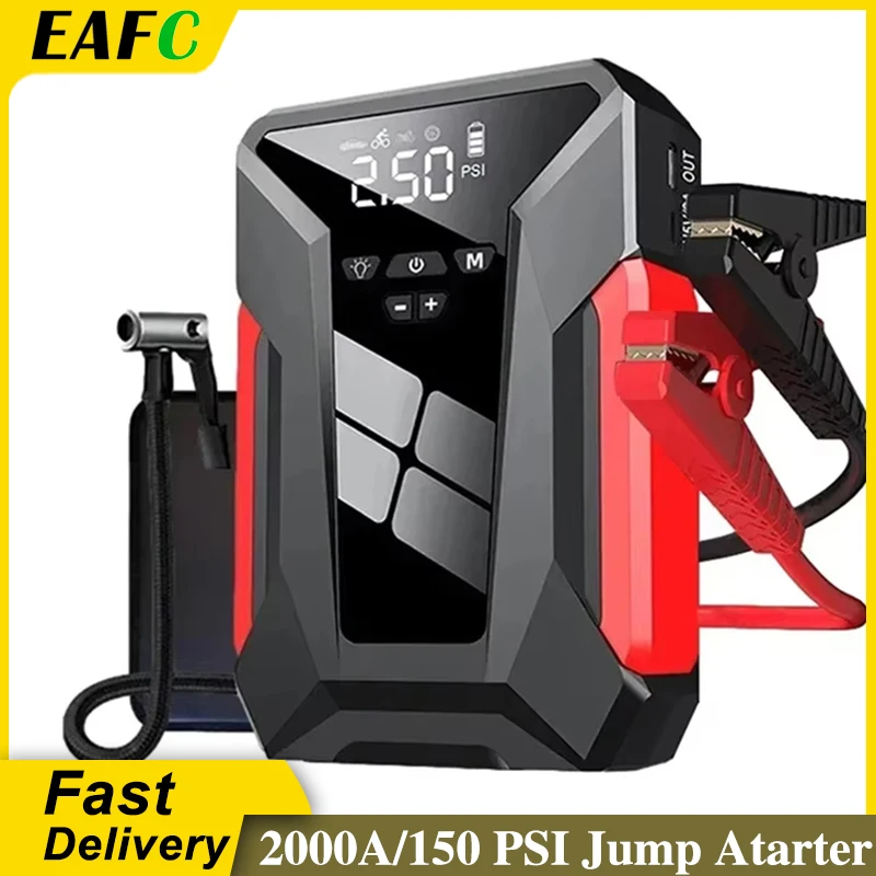 Car Jump Start Air Compressor 4 in 1 Power Bank Portable Battery Booster Digital Tire Inflator Fast Charging