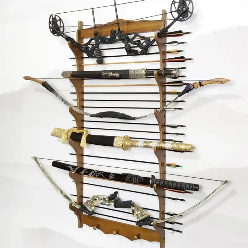 Natural Nanzhu Sword Holder Multi Layer Wall Mounted Ornament Rack Bow and Arrow Display Shelf Creative Combination for Home