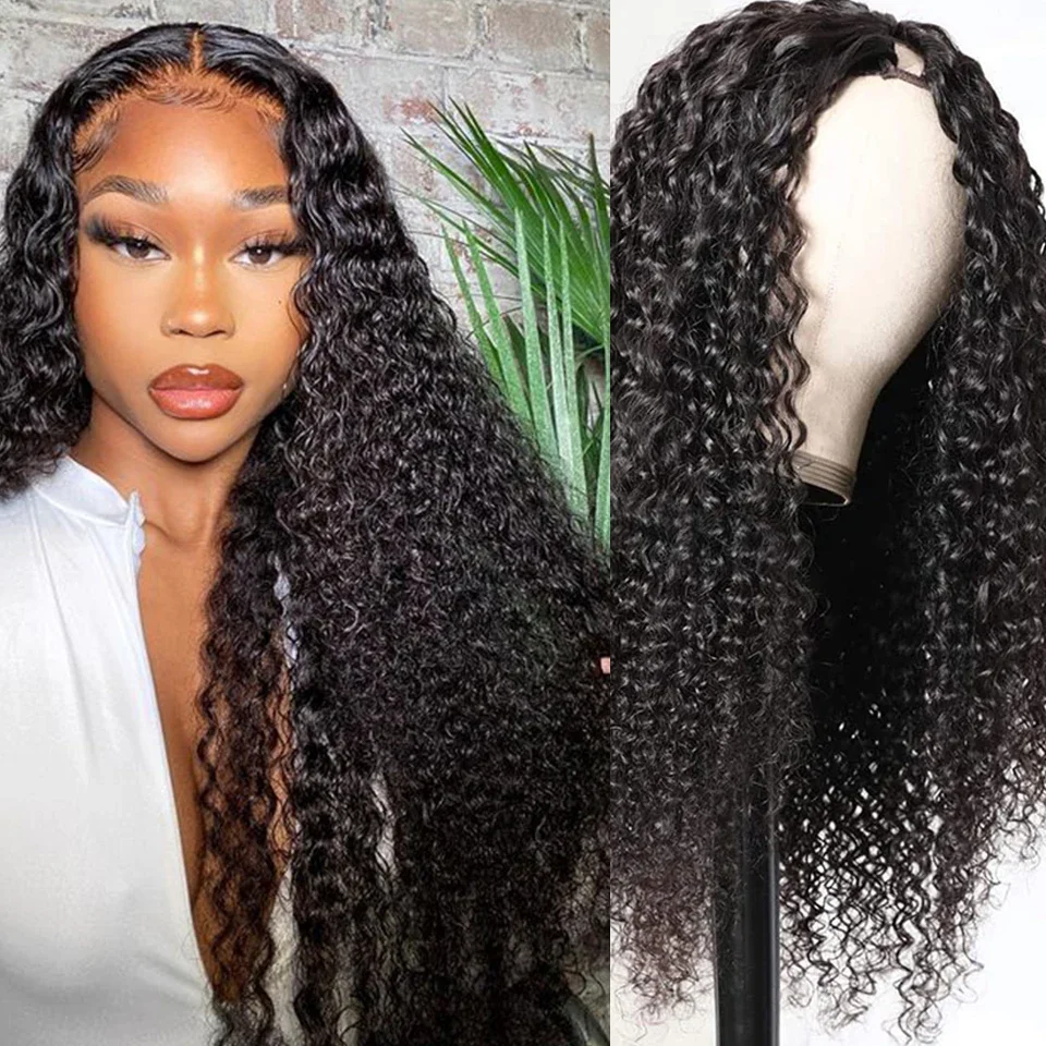 

Deep Curly U Part Wig Human Hair No Leave Out Glueless Malaysia Deep Curly Wave U Part Human Hair Wig for Women 250% Density