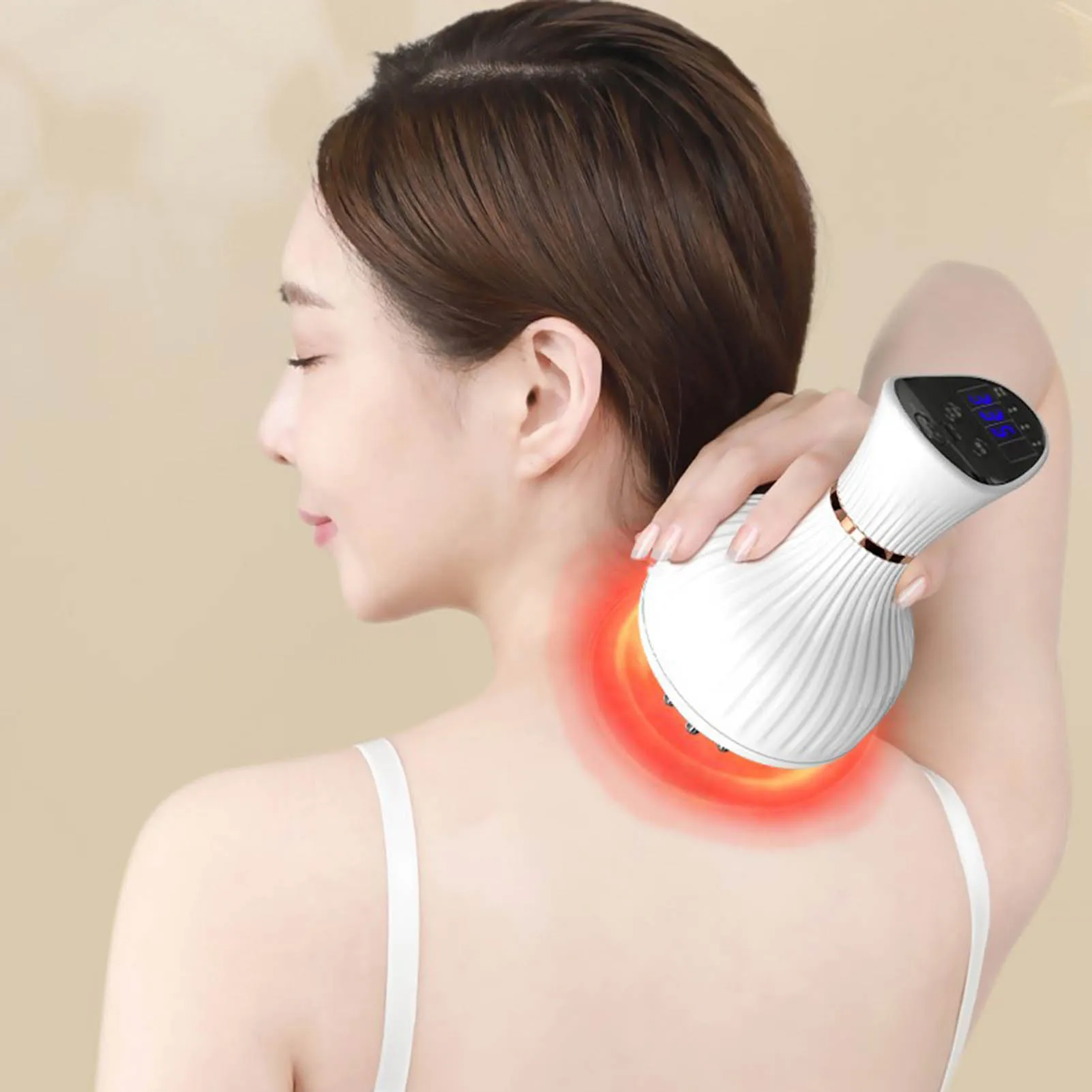 Hand Held Electric Cellulite Massager Thermostatic Massage Tool with Roller Balls for Muscles Back & Shoulder