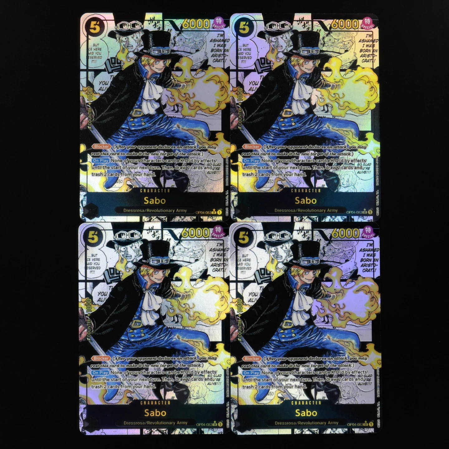 One Piece TCG OPCG English Sabo Manga Card OP04-083 Sabo 5 Cost Black Sabo Comic Parallel Textured Foil Card