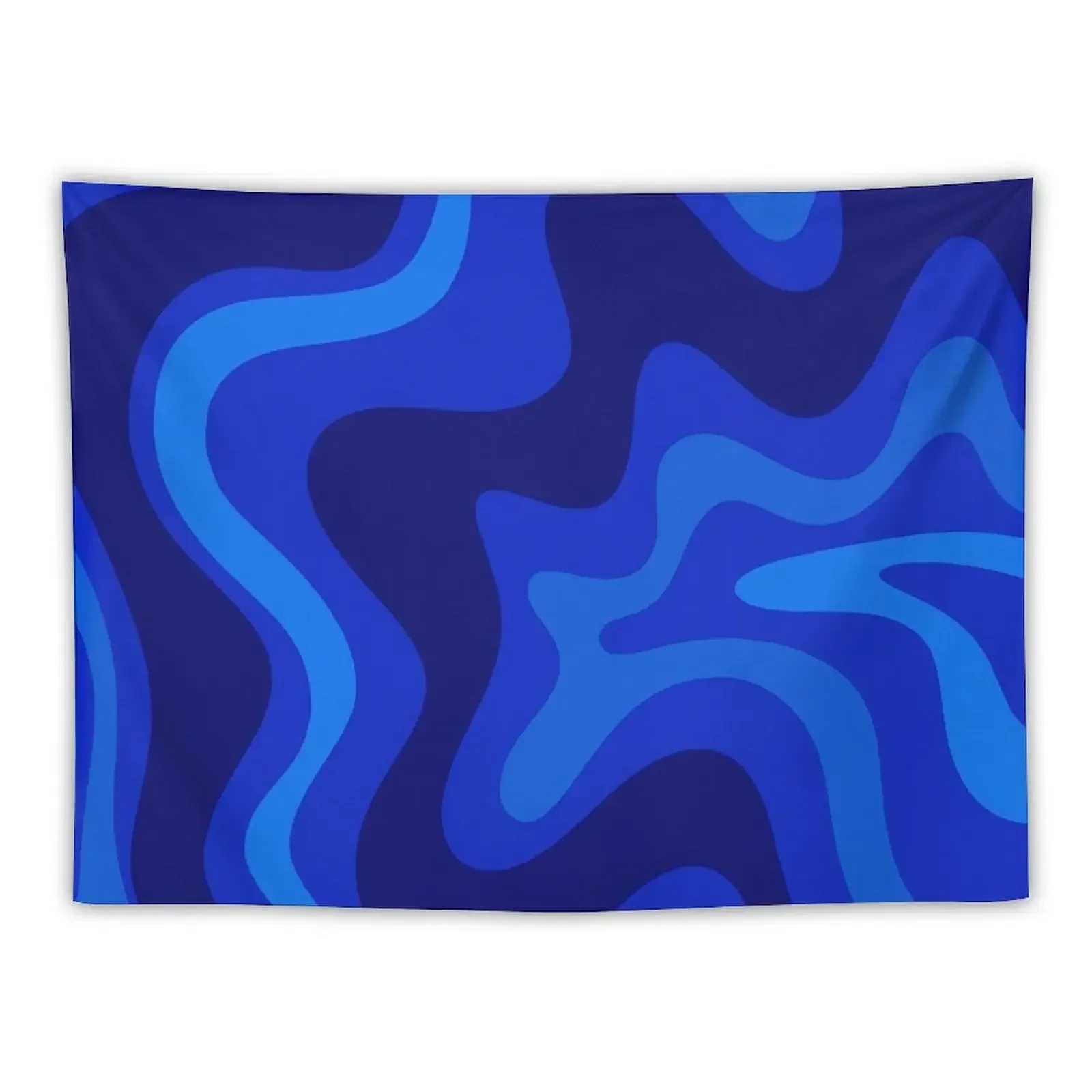 

Retro Liquid Swirl Abstract Pattern in Super Blue Tapestry Korean Room Decor Wall Deco Tapestry