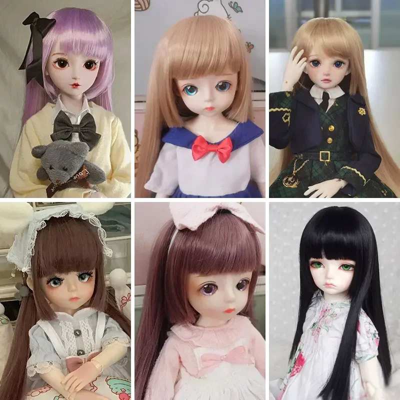 25color BJD SD1/3 1/4 1/6 1/8 1/12 doll wig high temperature fiber hair Qi Liuhai a knife flat straight hair doll wig