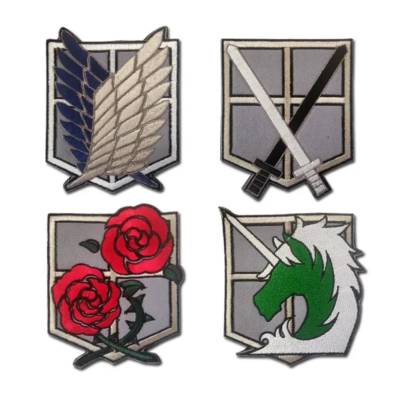 1PC Attack on Titan Survey Corps Anime Wings Of Freedom Cosplay Embroidery Velcros Patch Badge Armband for Clothing Hook &Loop