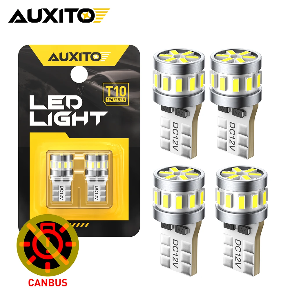 AUXITO 4Pcs W5W T10 LED CANBUS No Error 5W5 2825 194 168 LED Car Interior Light For Car Map Dome Door Trunk License Plate Light