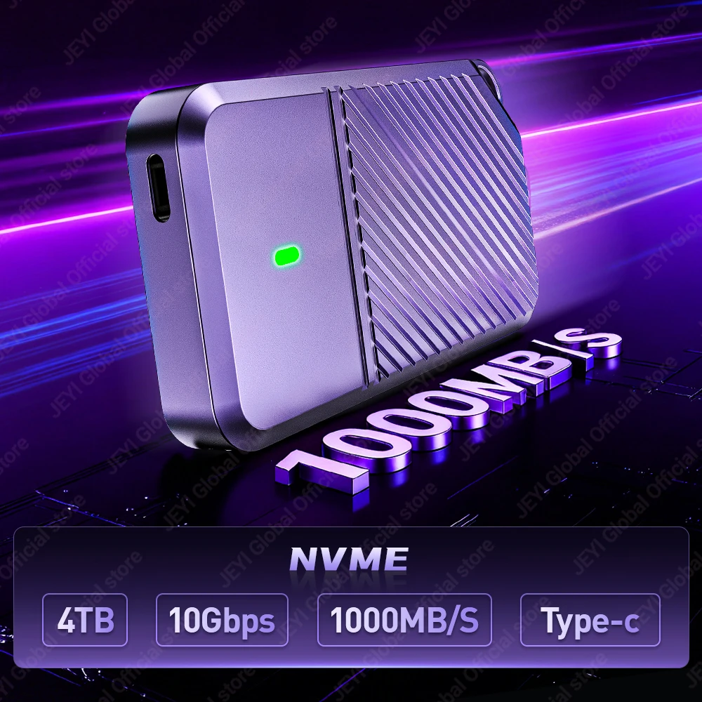 JEYI Gyro-Sensor-Schreibschutz M.2 NVMe-Gehäuse, 10 Gbit/s USB-C-SSD-Gehäuse und RTL9210CN-Chip unterstützt 2230/42/80 SSD UASP TRIM