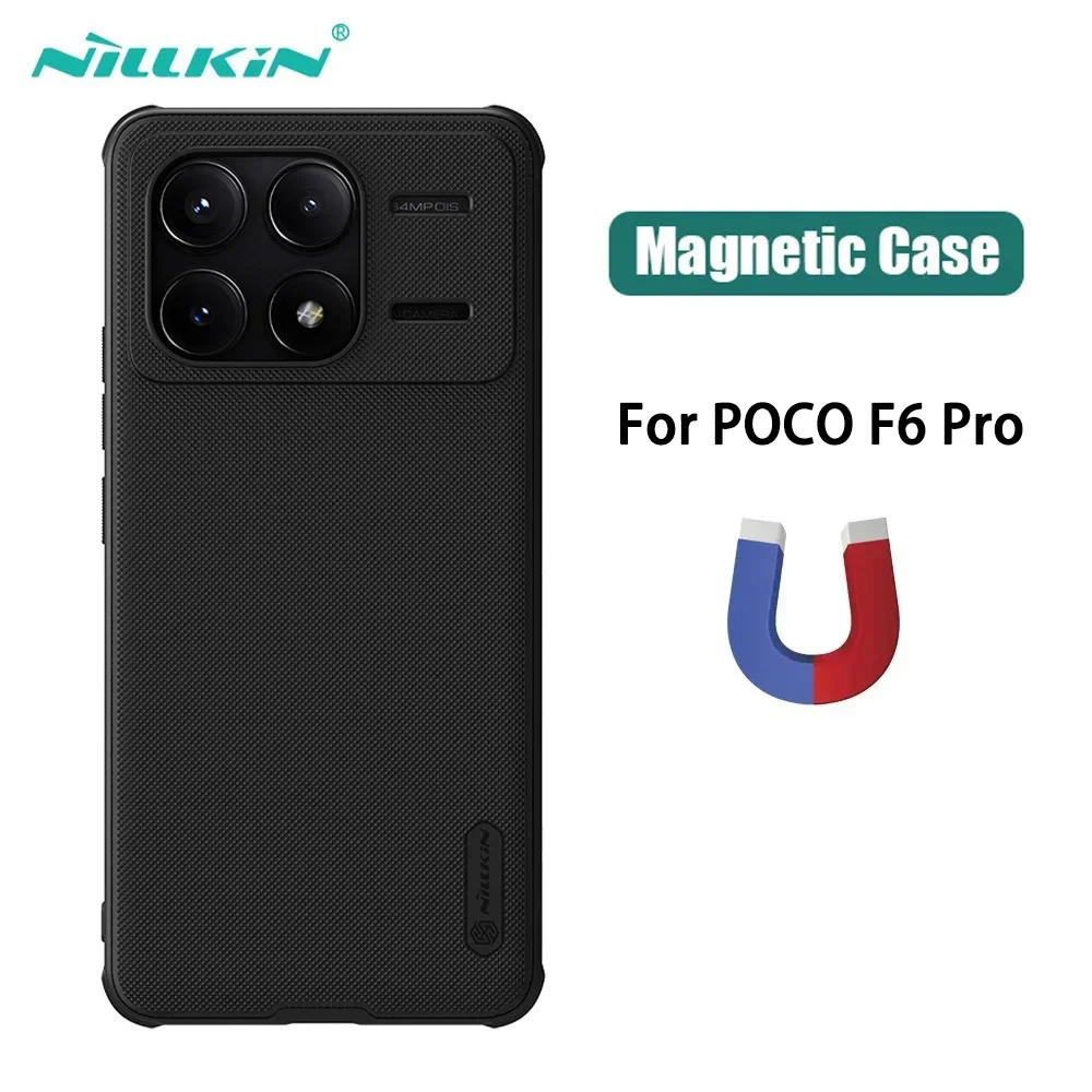 For POCO F6 Pro Case NILLKIN Frosted Shield Pro Magnetic Wireless Charging Cover for POCO F6 Pro