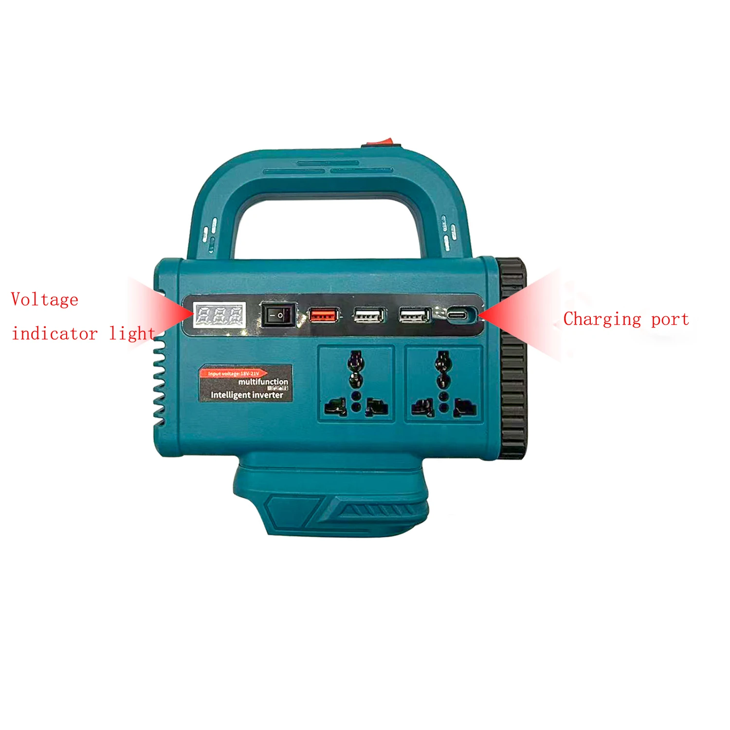 194mm LED Work Light with DC18V to AC220V Inverter for BL1830 BL1840 BL1815 18V Batteries and Multi-Device USB Charging