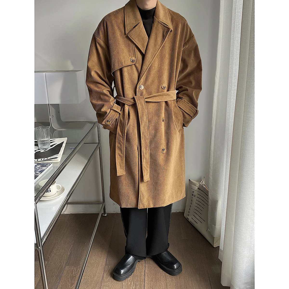 

Autumn Corduroy 2023 Men Clothing Casual Business Trench Coat Mens Leisure Overcoat Top Quality Male Windbreaker Jackets for Men