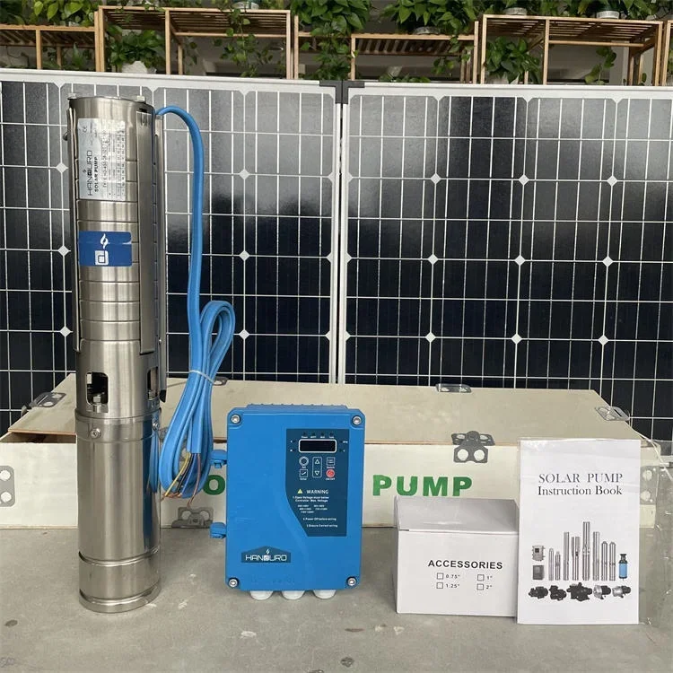 Agricultural irrigation high-pressure 1500w 2hp stainless steel impeller solar direct current submersible water pump