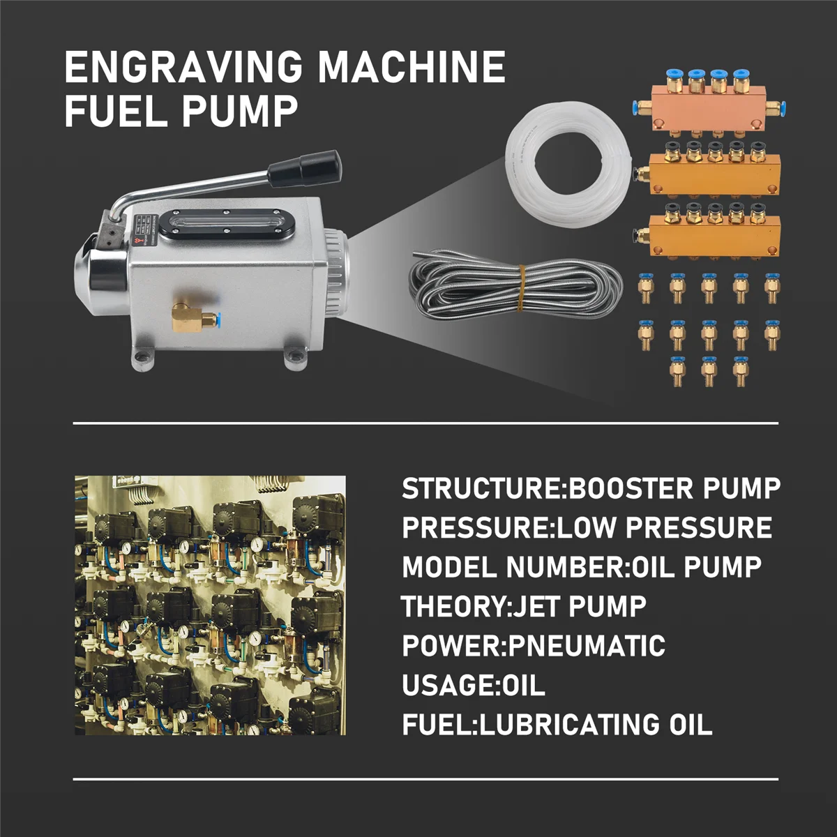 AT14 un juego de bomba de aceite lubricante enrutador Cnc accionado manualmente bomba de lubricación electromagnética lubricador cuerpo de acero inoxidable