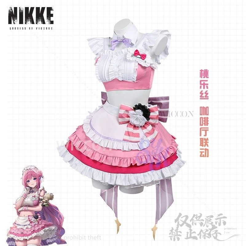 Аниме-игра NIKKE: Богиня Победы, косплей, Дороти Доро, костюм кофейной горничной, каваи, розовое платье с оборками и бантом, торт, Хэллоуин