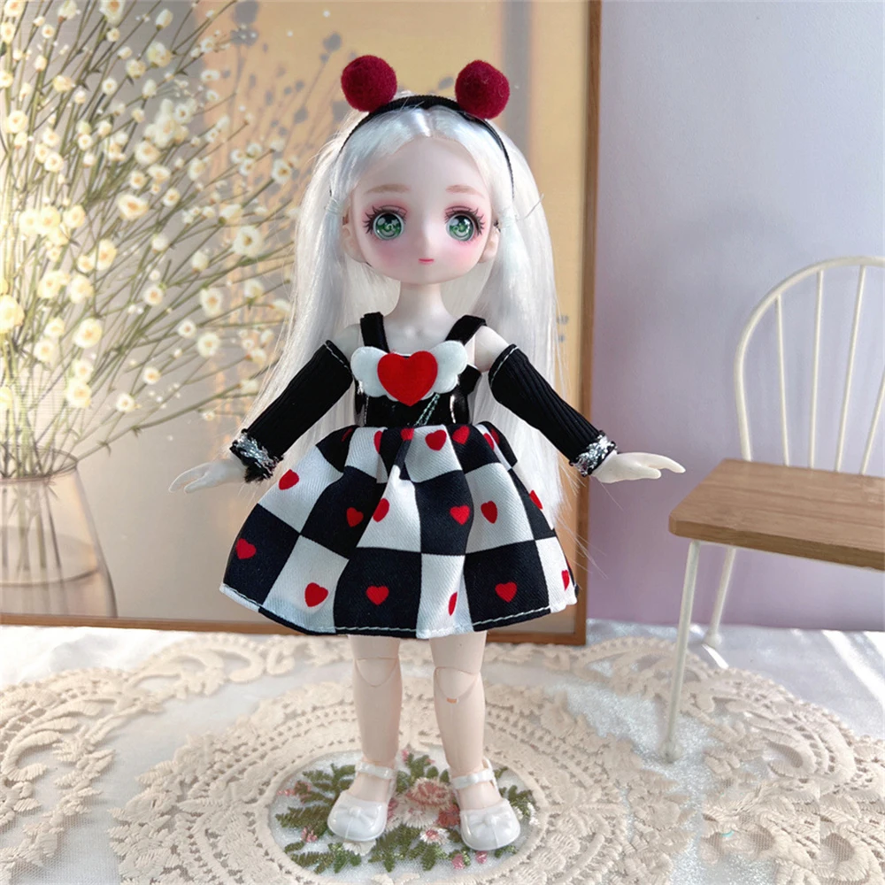 Dress Up 23cm BJD Doll with Clothes Simulated Eyes Hinge Doll Cute Removable Joints Removable Joints Doll Birthday Gift