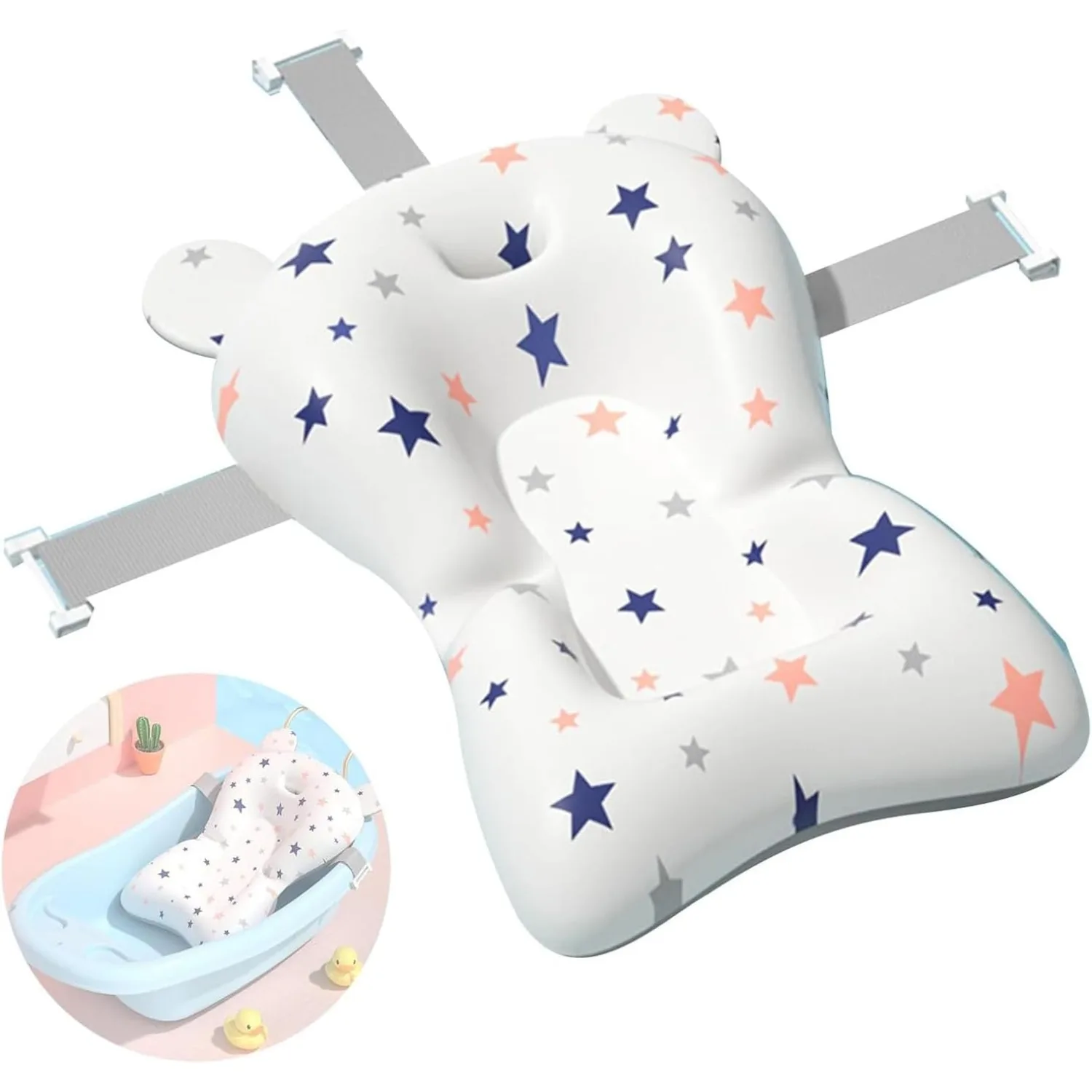 

Portable Baby Bath Seat Support Net Bath Mat Adjustable 0-3 Years Old Non-slip and Anti-choking Bath Mat Newborn Seat Cushion