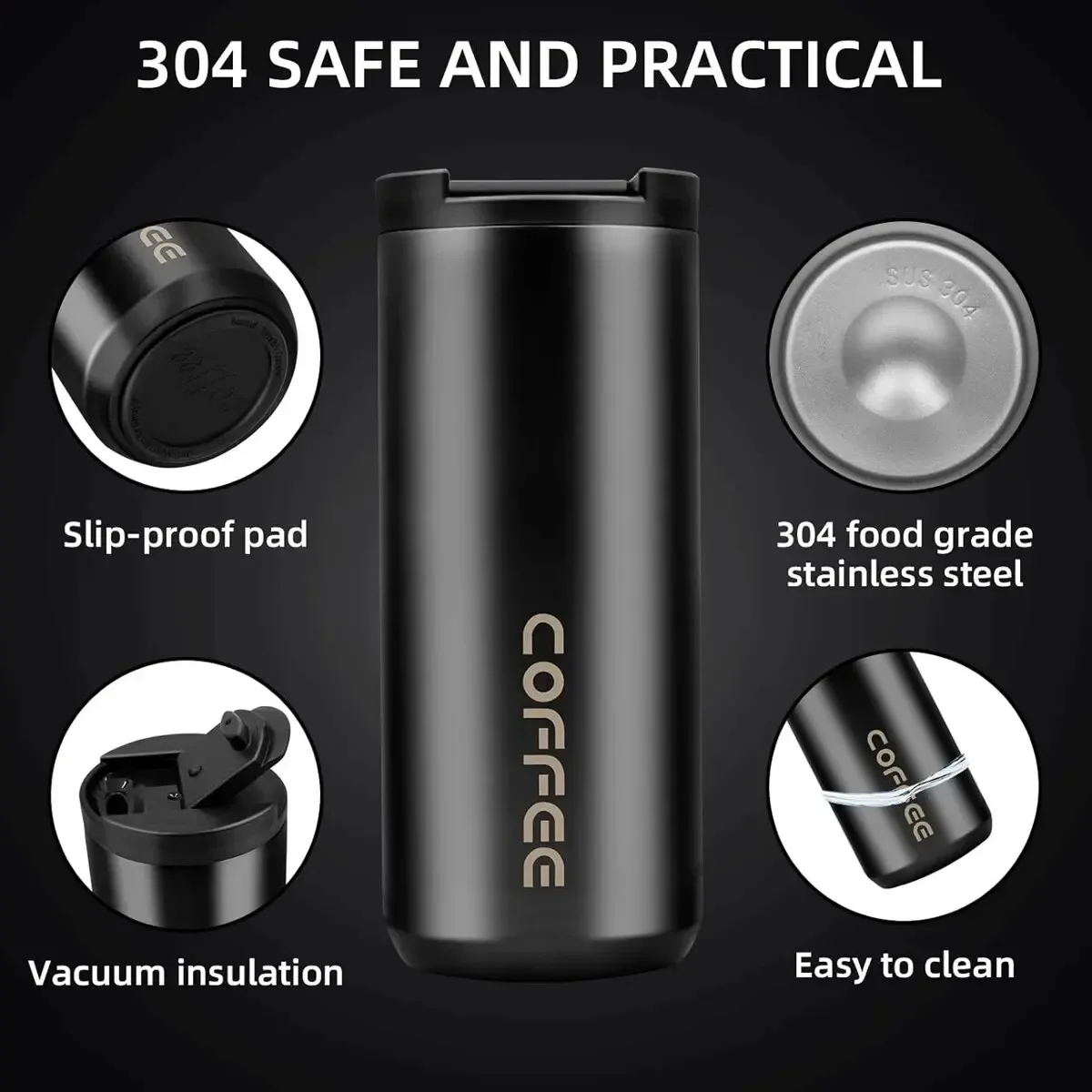 500ML Stainless Steel Coffee Thermos Bottle Thermal Mug Leakproof Car Vacuum Flasks Coffee Cup Travel Portable Insulated Bottles
