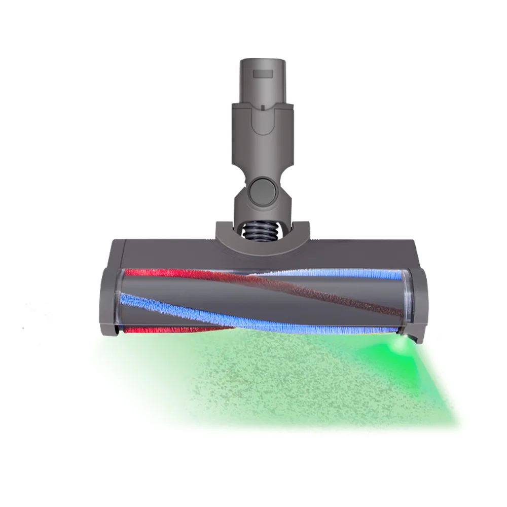 New Laser Brush For Dyson V6 DC58 DC59 DC61 DC62 DC74 Accessories Carpet Brush Head Motorhead With Green Dust Light Replacement