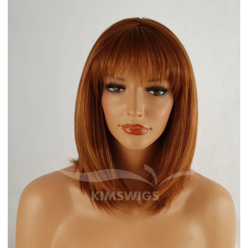 LADIES WOMENS GINGER RAZOR CUT HEAT RESISTANT SHOULDER LENGTH WIG UK SELLER