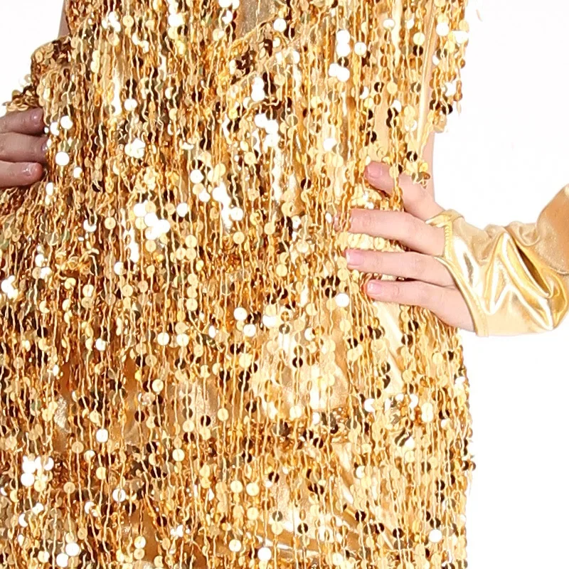 Elegant Sexy Latin Dance Dress Women Sequin Fringe Tassel Skirt Ladies Latin Dress Tango Ballroom Salsa Dance Competition Dress