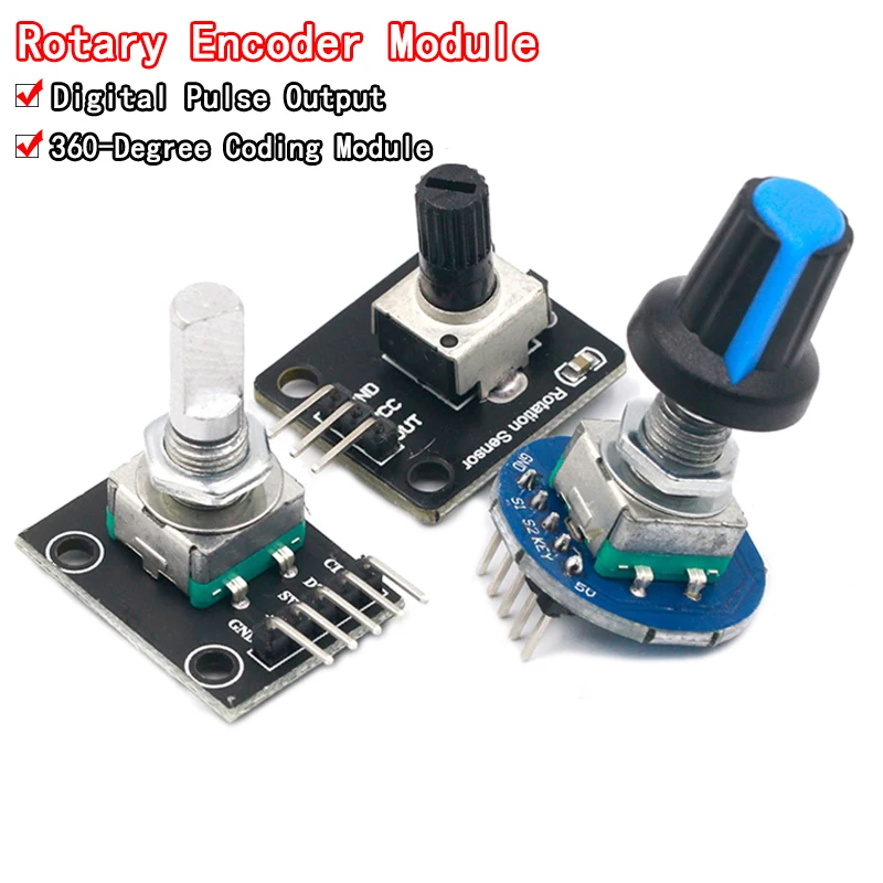 360 Degrees Rotary Encoder Module Potentiometer Analog Knob for Arduino KY-040 RV09 EC11 Cap