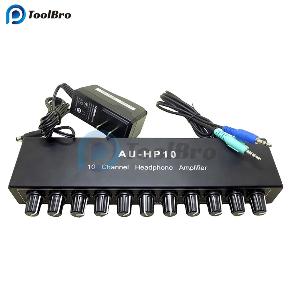 10 Channel Headphone Speaker Amplifier Board DC 12-24V 3.5mm NJM4556A Amplifier HUB Distributor Separator Spliter Volume Control